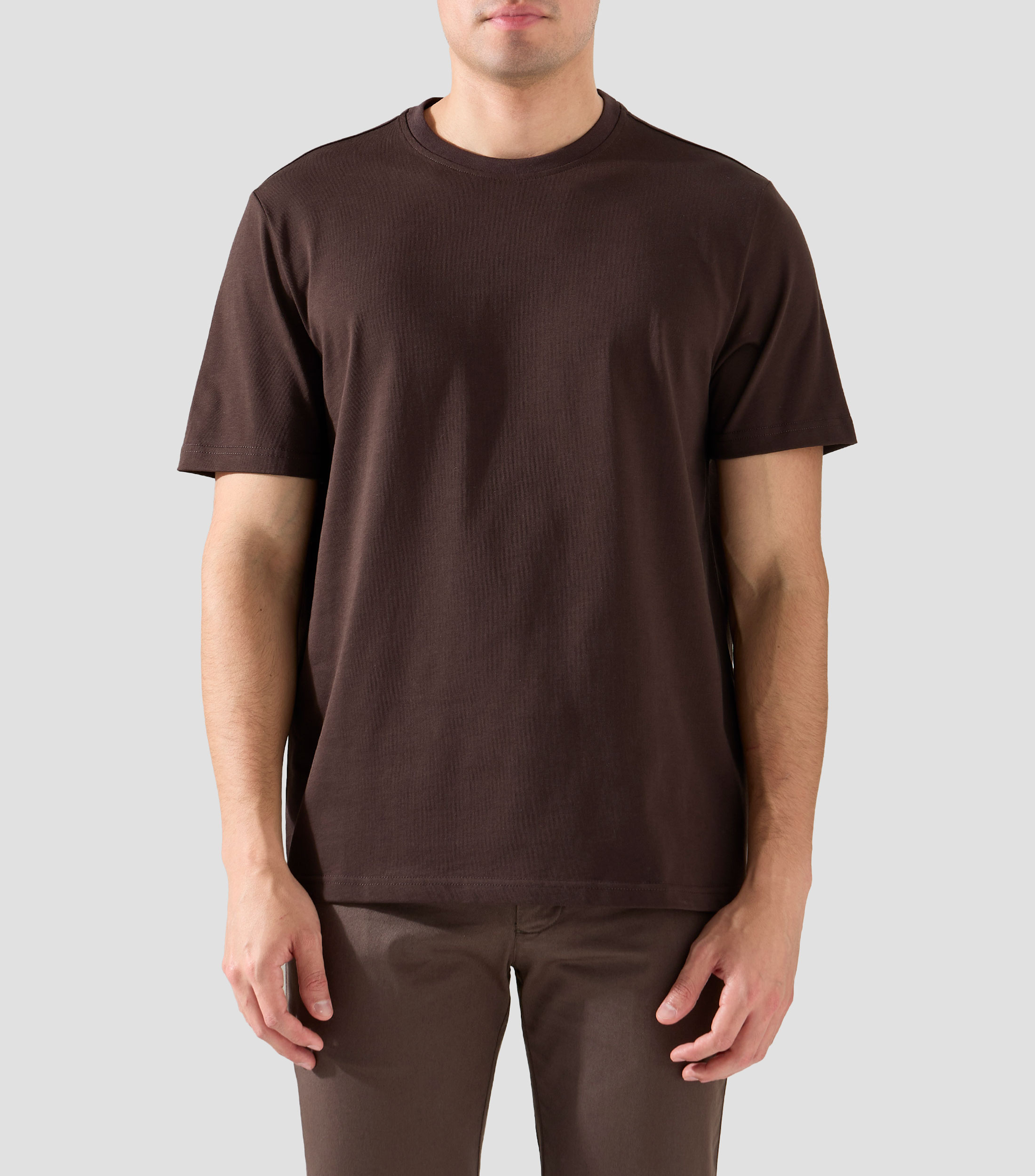Playera de cuello redondo con manga corta lisa Hombre